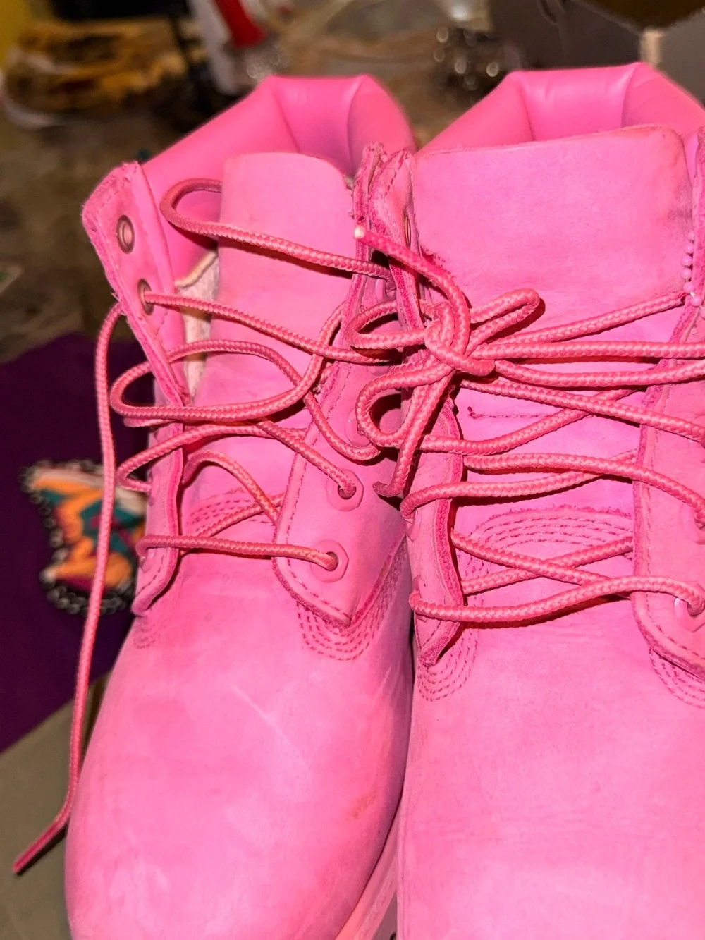 Timberland Youth Box in Gray and White with Pink Accent